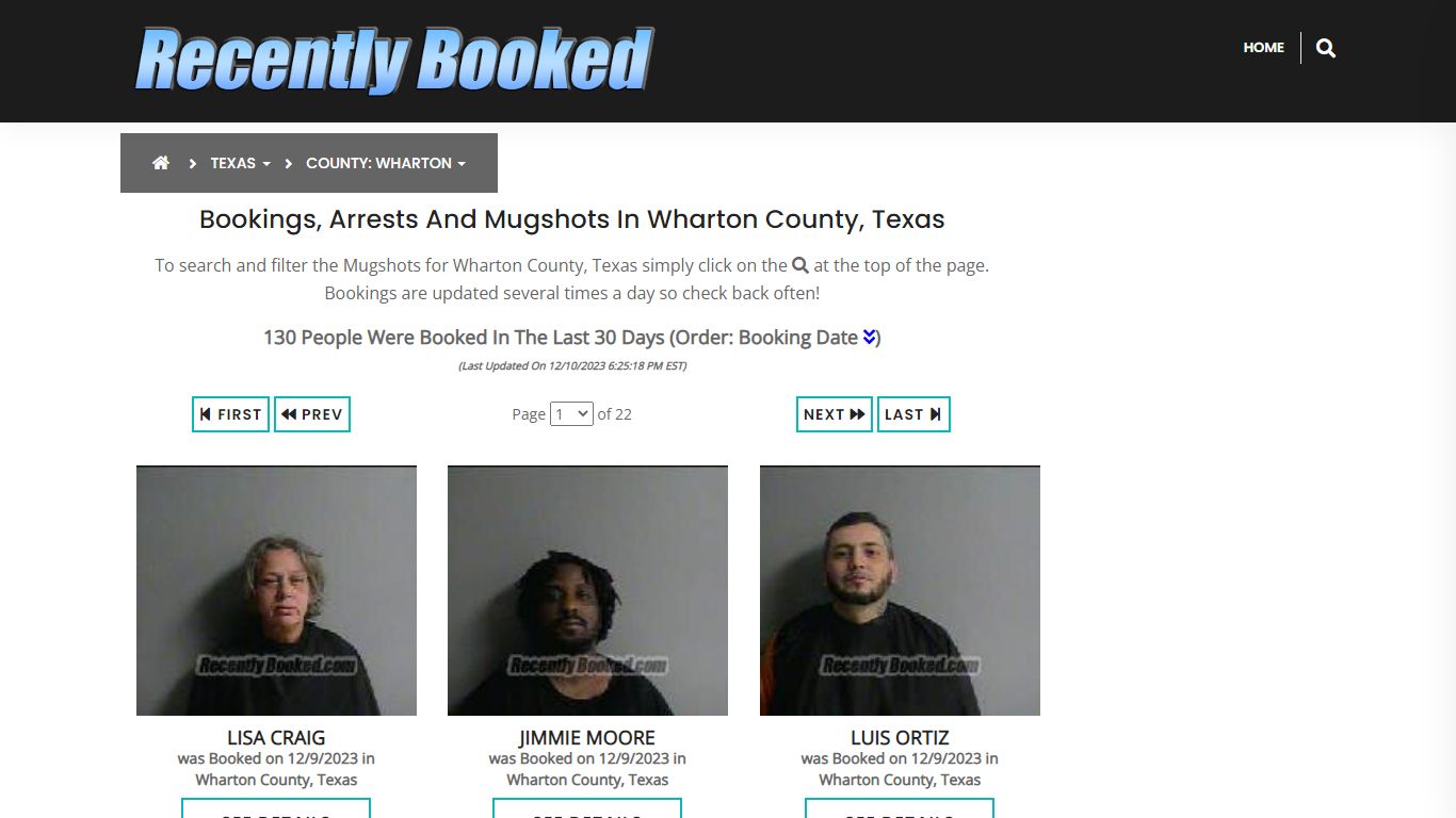 Recent bookings, Arrests, Mugshots in Wharton County, Texas